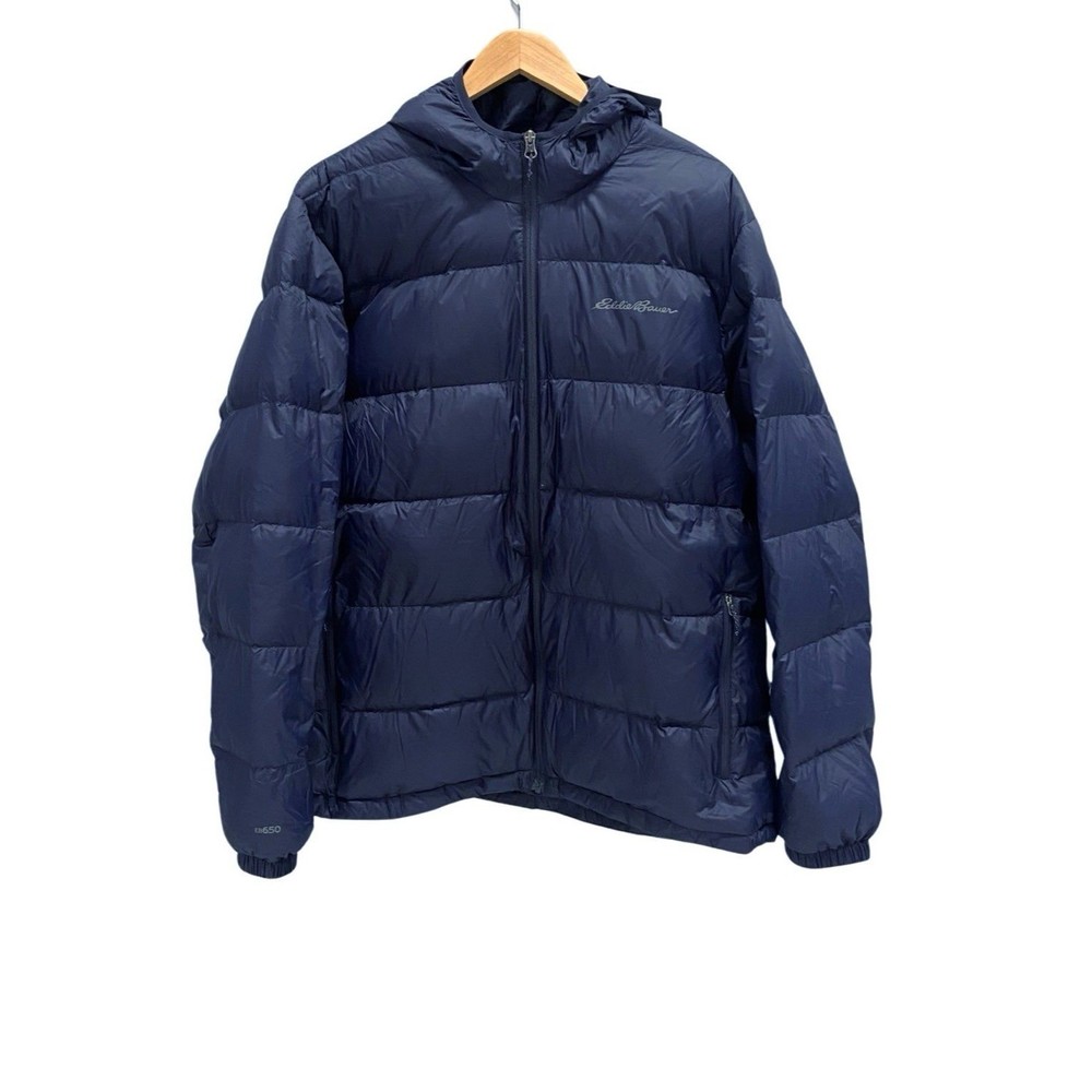 Eddie Bauer | Men’s Wide Channel Hooded Down Jacket EB650, Size XXL, Navy Blue - Picture 1 of 12